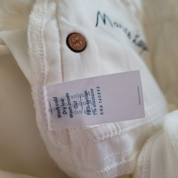 Marine Layer Crop Kick Flare Jeans Size 28 Ivory White Stretchy High Rise Pocket - Picture 5 of 11